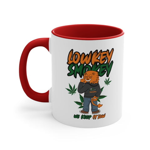 Lowkey Smokey Accent Mug — Funny Cannabis Cartoon Coffee Cup