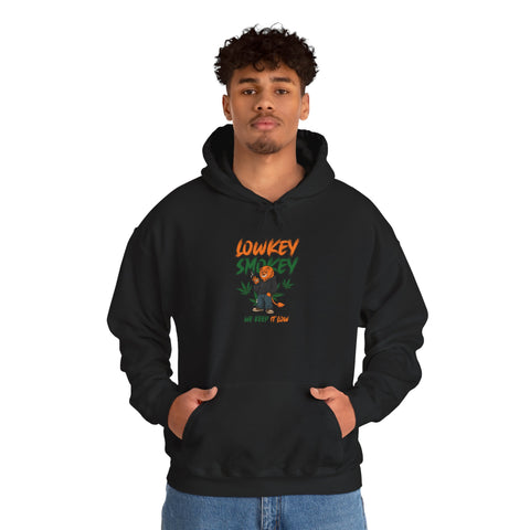 Hoodie - 'Lowkey Stoney' Graphic Hoodie with Cartoon Bear & Leaf Design