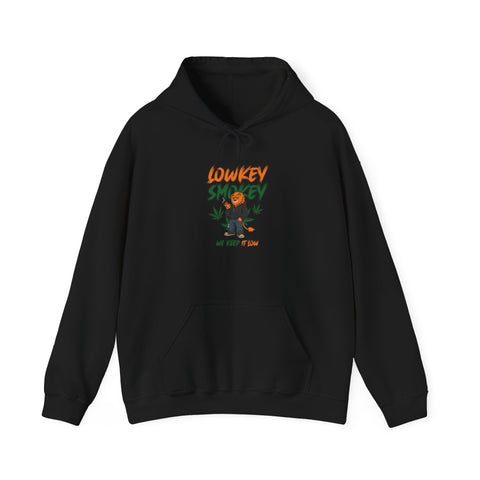Hoodie - 'Lowkey Stoney' Graphic Hoodie with Cartoon Bear & Leaf Design
