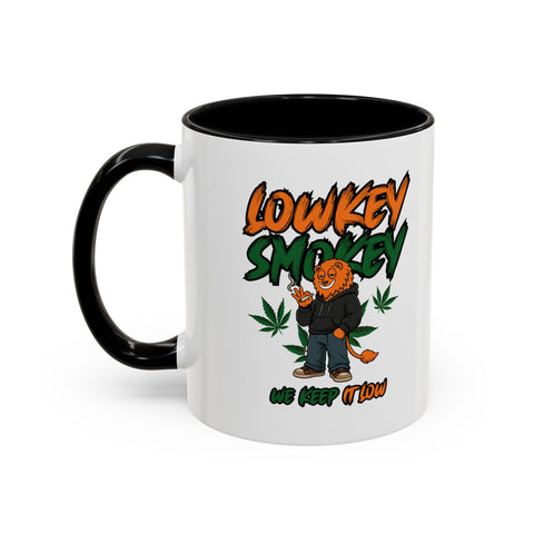 Lowkey Smokey Coffee Mug — Funny Cannabis Cat 11/15oz Accent Mug