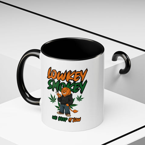 Lowkey Smokey Coffee Mug — Funny Cannabis Cat 11/15oz Accent Mug