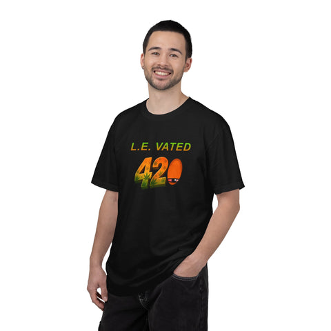 420 Graphic T-Shirt – "L.E. Vated" Cannabis Retro Design